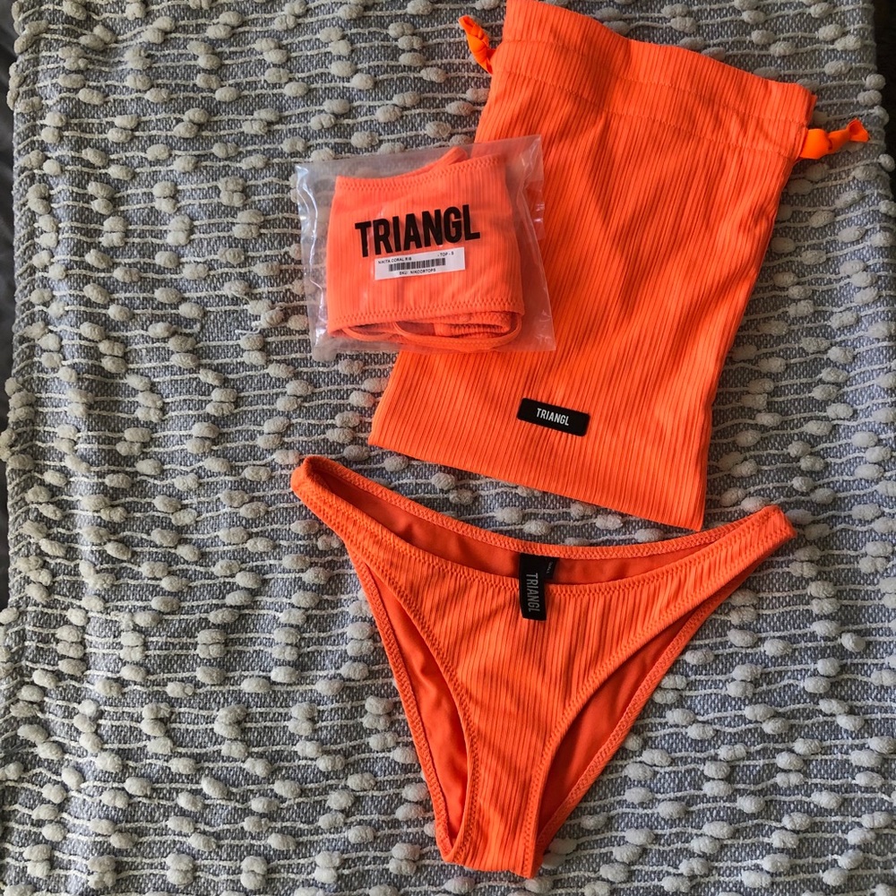 SOLD. NTW triangl coral bikini - Nikita coral rib